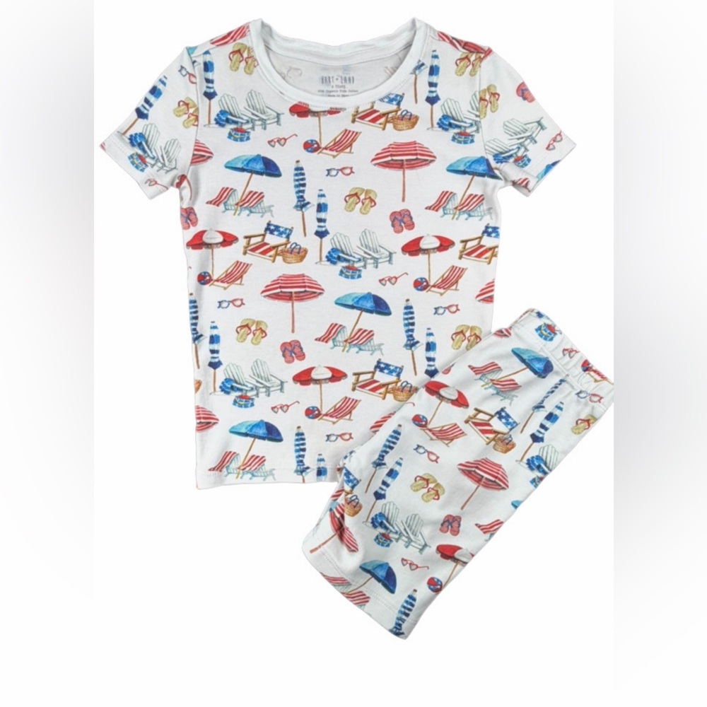 HART+LAND Kids At The Beach Organic Pima Cotton Short Sleeve Pajama Set - 6Y
